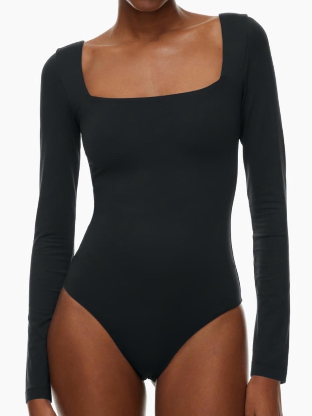 Aritzia Babaton Contour Black Long-Sleeve Square Neck Bodysuit